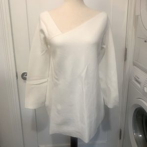 White Asymmetric Neckline Zara Knit Sweater